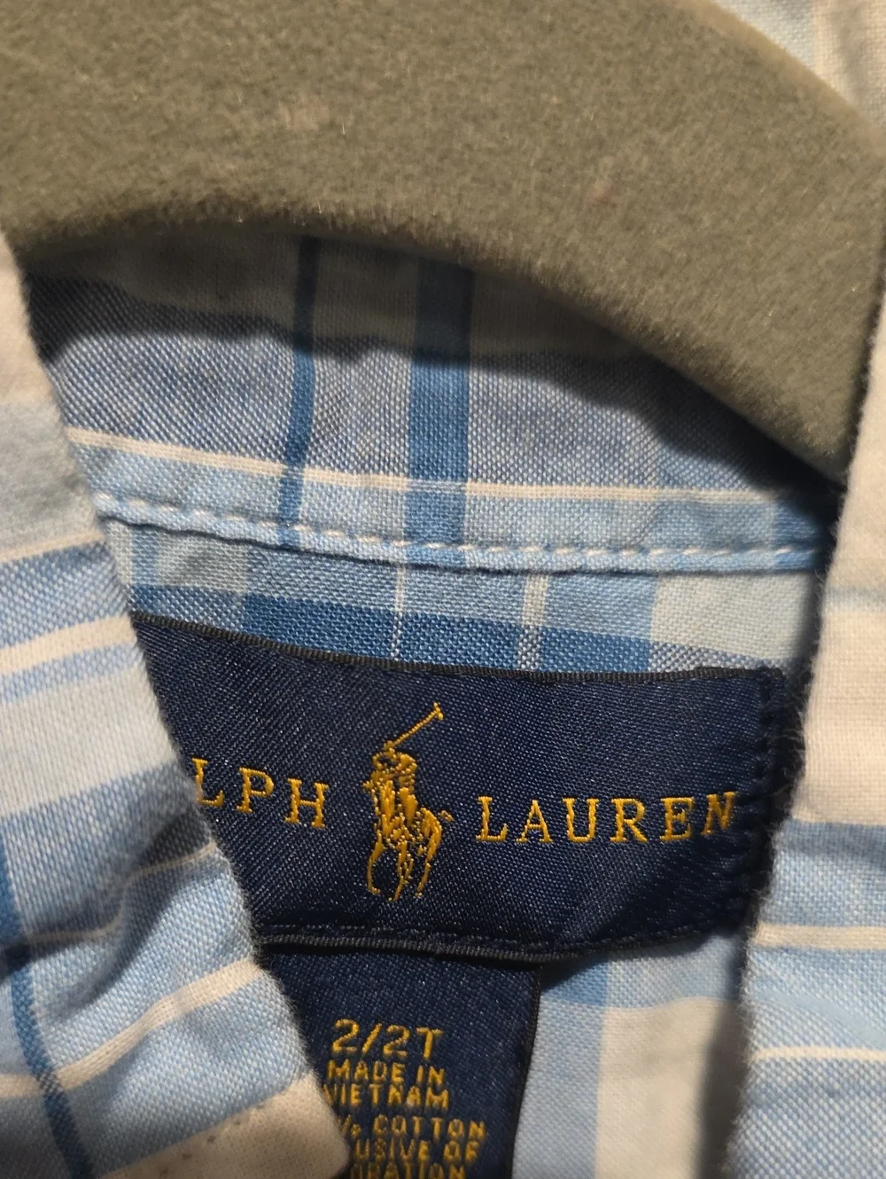 Ralph Lauren Light Blue and White Plaid Button-Down Shirt for Kids 2 T
